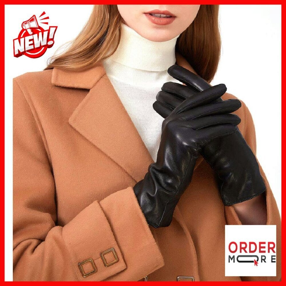 Genuine Sheepskin Leather Gloves Cashmere Lined Cold Weather Women's